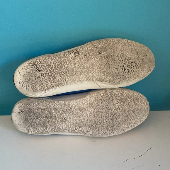 Superga Blue Leather Casual Sneakers Size 42Men’s 9 Womens 10.5 Lace Up Shoes